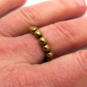Gold Beaded Stretch Ring Handmade Limited Edition